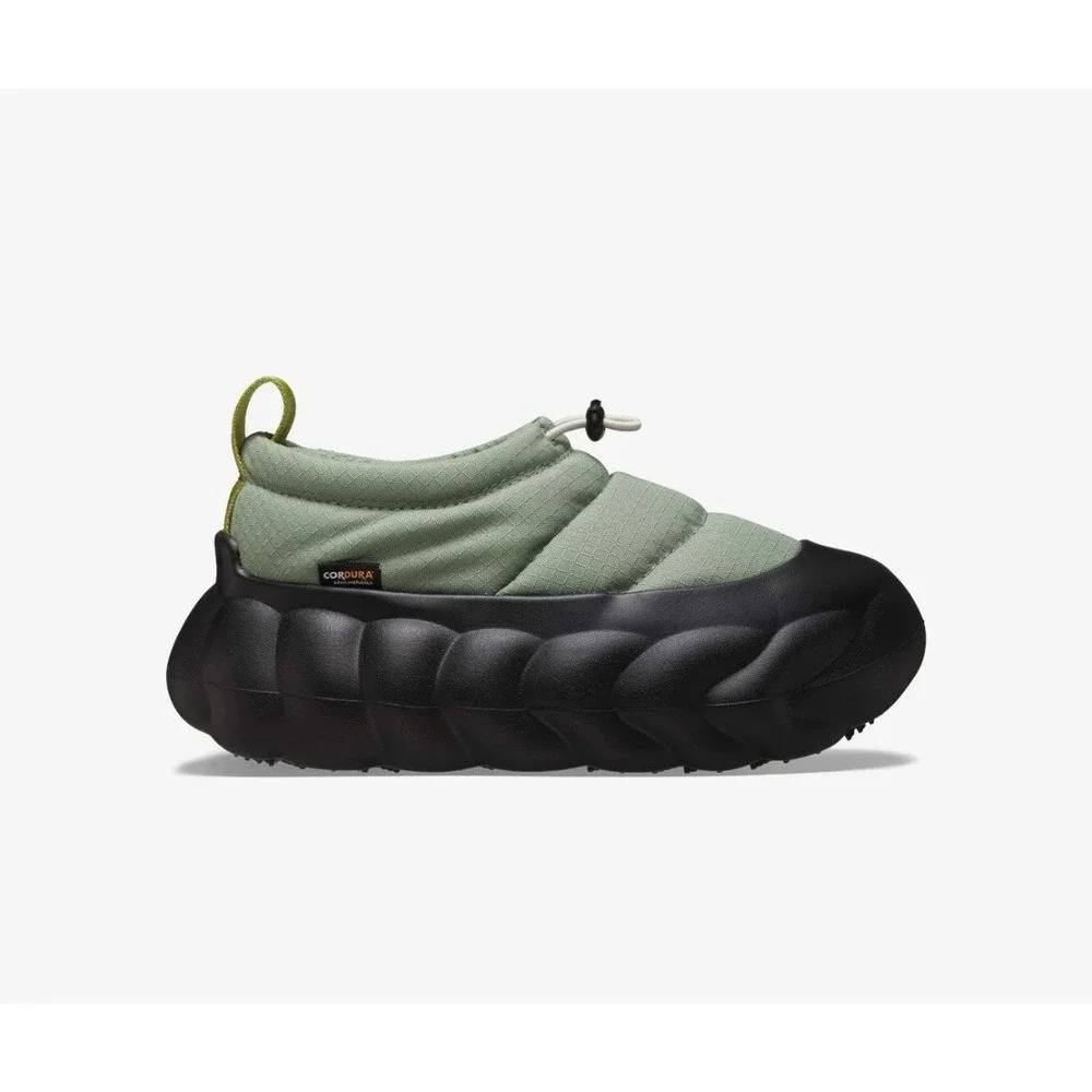 CROCS Overpuff Cordura Shorty Shoes Boots Booties Womens 7 Moss Green Black NWT